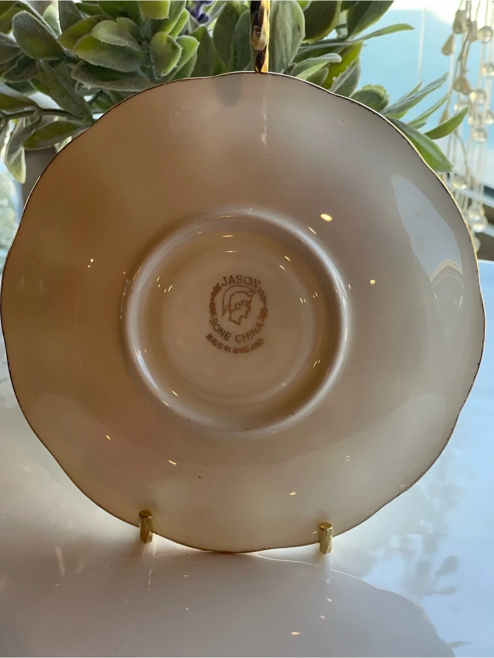 Jason Bone China Floral Teacup and Saucer with Pink Roses and Gold Accent
